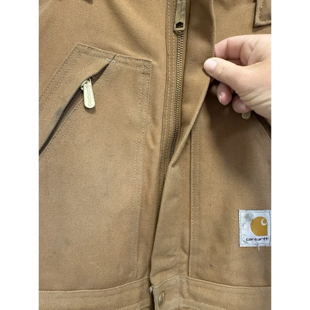 Carhartt Bib Overalls Lined Men's 38x34 Double Knee Canvas Duck R38 BRN